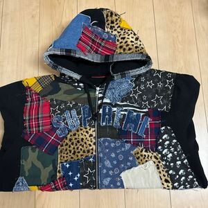 2022AW Supreme Patchwork Zip Up Hooded Sweatshirt 黒 XL シュプリームオンライン購入品 中古