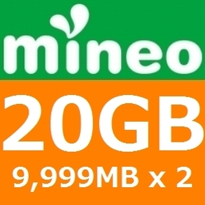 匿名 mineo パケットギフト 約20GB (9999MB x 2個)の画像1