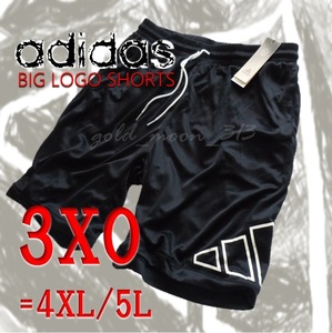 ■新品タグ付■adidas MENS：3XO=4XL/5L ビッグロゴ BIG LOGO SHORTS アディダス ショートパンツ ハーフパンツ 黒 ブラック バスケット JPN