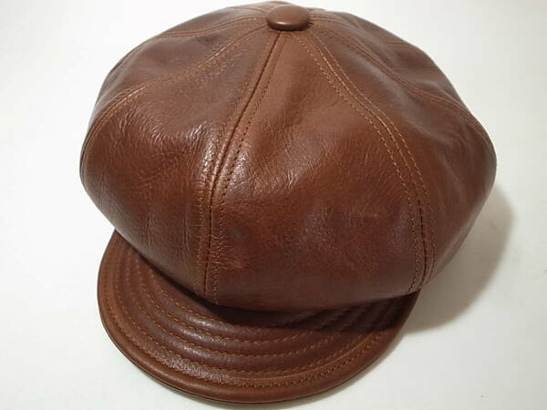 【送料無料 即決】New York HatニューヨークハットNewYorkHat Vintage Leather Spitfireビンテージ加工 革製キャスケット Brandy XL USA製