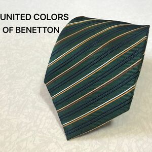 UNITED COLORS OF BENETTON ベネトン ネクタイ ストライプ シルク 緑ネクタイ ビジネス