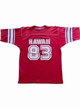 ●●vintage 80's us製 GULF COAST SPORTSWEAR ガルフコースト HAWAII ハワイ ナンバリング スーベニアT L 赤●●_画像1