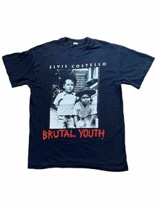 ●●vintage SCREEN STAR us製 ELVIS COSTELLO エルビスコステロ BRUTAL YOUTH ブルータルユース ロック バンドT L 黒ブラック●●