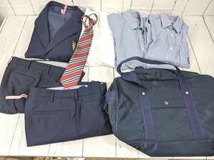 【9yt158】愛知県 豊橋中央高校 男子用学生服 制服 ブレザー(紺 サイズ165A)+半袖/長袖シャツ+夏服/冬服ズボン+ネクタイ+カバン◆Z26