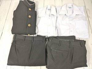 【9yt256】愛知県 菊里高校 男子用学生服 制服 学ラン(黒 サイズ160A)+半袖/長袖シャツ+冬服/夏服ズボン◆N87