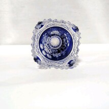 MO■Meissen マイセン クリスタル花瓶 高さ15cm ブルー/青 フラワーベース 色被せ 切子 花器 花入 ガラス インテリア Crystal_画像5