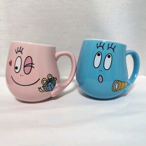 MO■美品■BARBAPAPA バーバパパ マグカップ 2個セット バーバピカリ 陶器 ピンク/ブルー カップ コップ かわいいの画像2