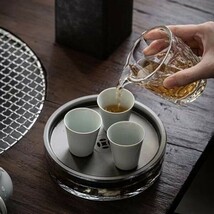 耐熱硝子 茶盤 茶こぼし ガラス 建水 けんすい 水盂 茶承 トレイ トレー 煎茶 中国茶 台湾茶 中国茶器 茶道具 2 /1点_画像5