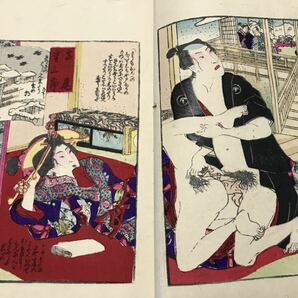 艶本 婦多波乃松 3冊揃 歌川国麿画 吾妻雄兎子序 明治時代 春画 枕絵 秘画 彩色木版画 絵本 浮世絵 唐本 和本 古書の画像10