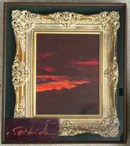 Art hand Auction [타츠] 진품 보장 구마모토 현립 화가 키도 세이로 석양에 빛나는 1979년 유화 약. 68x60cm A644, 그림, 오일 페인팅, 자연, 풍경화