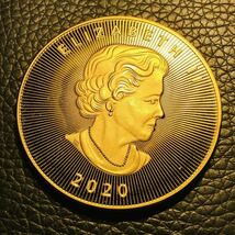 外国古銭　カナダ　エリザベス2世記念　2020年 1オンス　大型金貨　メイプルリーフ金貨 カプセル付き　_画像2