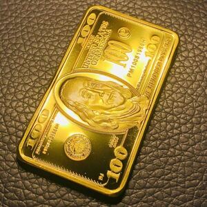 外国古銭　アメリカ　ベンジャミン・フランクリン アメリカ合衆国の建国の父 100ドル記念　ゴールドバー　大型金貨　カプセル付き