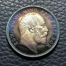 外国古銭 イギリス　1907年　EDWARD　VⅡ　エドワード7世 イギリス領海峡植民地 希少　小型銀貨 貿易銀 _画像2