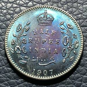 外国古銭 イギリス　1907年　EDWARD　VⅡ　エドワード7世 イギリス領海峡植民地 希少　小型銀貨 貿易銀 