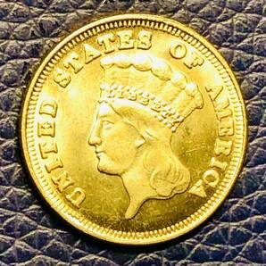 外国古銭 アメリカ 3ドル金貨 インディアン 小型金貨 1854年 コレクション の画像2