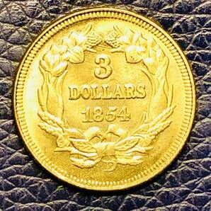 外国古銭 アメリカ 3ドル金貨 インディアン 小型金貨 1854年 コレクション の画像1