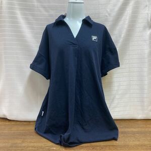 [FILA рубашка-поло с коротким рукавом Golf одежда ] большой размер LL размер темно-синий серия сетка ткань с биркой весна лето [C10-2①]0404