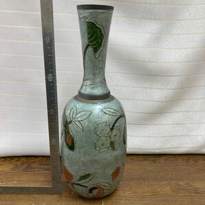 【花瓶 マハラジャ インド工芸品】古美術品 長期保管品 エナメル彩 生花 おしゃれ 花器 アンティーク インテリア【B9-3①】0411の画像3