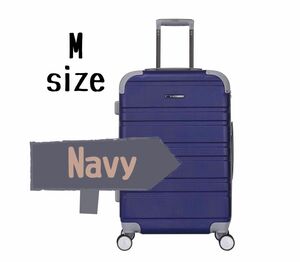 キャリーケース　 スーツケース　Mサイズ　ネイビー　ダイヤルロック　TSAロック　拡張機能　8輪　パステルカラー