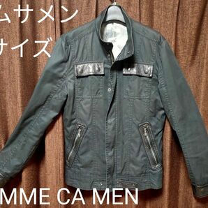 【送料無料】COMME CA MEN コムサメン ジャケット　綿/本革　ブラックジャケット 牛革