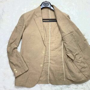 美品/シルクネップ ●J.PRESS RED LABEL ジェイプレス レッドレーブル テーラード アンコン ジャケット リネン ベージュ L 春 夏 サマー