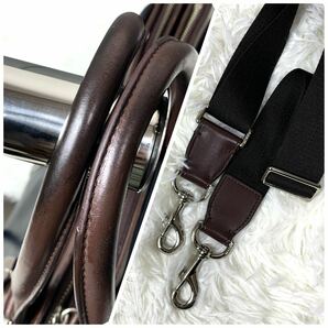 1円 極希少 ●COACH コーチ メンズ レキシトン ビジネスバッグ ショルダー ブリーフ 2way ネイビー ブラウン 紺 茶 レザー 本革 A4収納の画像9