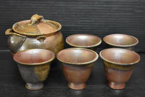 うぶ品　時代物　在銘　備前焼　手造宝瓶　煎茶碗　煎茶道具　古美術品