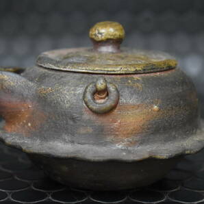 うぶ品 時代物 在銘 備前焼 茶釜形手造宝瓶 急須 煎茶道具 古美術品の画像3