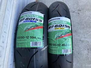 ※※※　【新品】ブリヂストン　BT601SS　100/90-12（ソフト）　120/80-12（ミディアム）前後セット！！　※※※