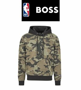 4万新品◆XL◆ボス BOSS×NBAコラボ Jerry Alan West カモフラージュプリントフーディースウェットプルオーバー カーキ系『W_Camo_NBA』1円