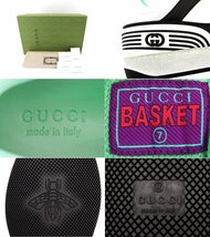 15万新品◆7=26cm◆GUCCI グッチ デメトラ素材 ダメージ加工 パネルロートップスニーカー 黒×白×緑『BASKET』1円_画像9