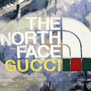 40万新品◆XS◆グッチ GUCCI×THE NORTH FACEコラボ ロゴ刺繍 フォレストカモフラージュ風柄プリントダウンジャケット 1円の画像8