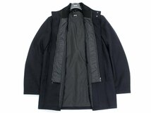 18万新品◆52=XL◆BOSS ヒューゴボス ウール 中綿入りレイヤード風ハイネックフルジップジャケット 濃青『Coxtan9』1円_画像6