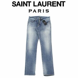 12万新品◆30◆SAINT LAURENT 日本製 SKINNY FIT ウォッシュ加工ストレッチデニムジーンズ BRIGHT BLUE ㈱ケリング【サンローラン】1円の画像1