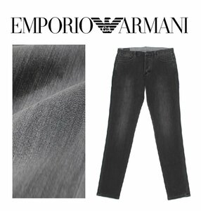 7 десять тысяч новый товар *30*EMPORIO Armani Eagle узор plate имеется SKINNY FIT стрейч Denim джинсы брюки [J11] чёрный 1 иен 