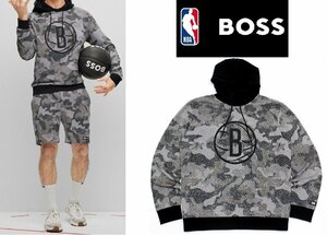 4万新品◆XXL◆ボス BOSS×NBAコラボ BROOKLYN NETS カモフラージュプリントフーディースウェットプルオーバー『W_Camo_NBA』1円