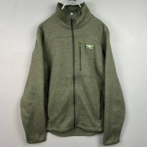 Wm286 美品 L.L.Bean エルエルビーン ジップアップ ジャケット ジャージ ハイネック カーキ 内側フリース メンズ 504933