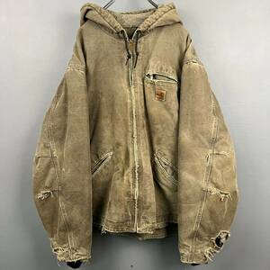 Wl922 Carhartt カーハート アクティブジャケット ダック地 ジップアップ 雰囲気 ボロ USED・ヴィンテージ ダメージ メンズ ビッグサイズ