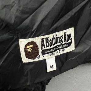 Wm344 A BATHING APE アベイシングエイプ ノーカラー ライトダウン ダウンジャケット フルスナップ ブラック 黒 ワッペン 刺繍 メンズの画像8