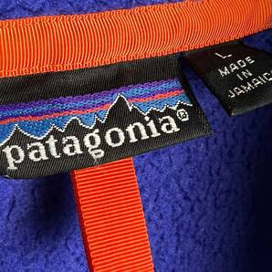 Wm345 ジャマイカ製 90s PATAGONIA パタゴニア フリースジャケット スナップT プルオーバー 青紫系 メンズ L 25530の画像7