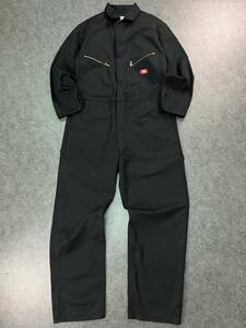 Wm263 Dickies ディッキーズ 長袖 ワーク メカニックスーツ つなぎ オールインワン 作業着 整備服 ブラック 黒 メンズ M-REG ゆったり