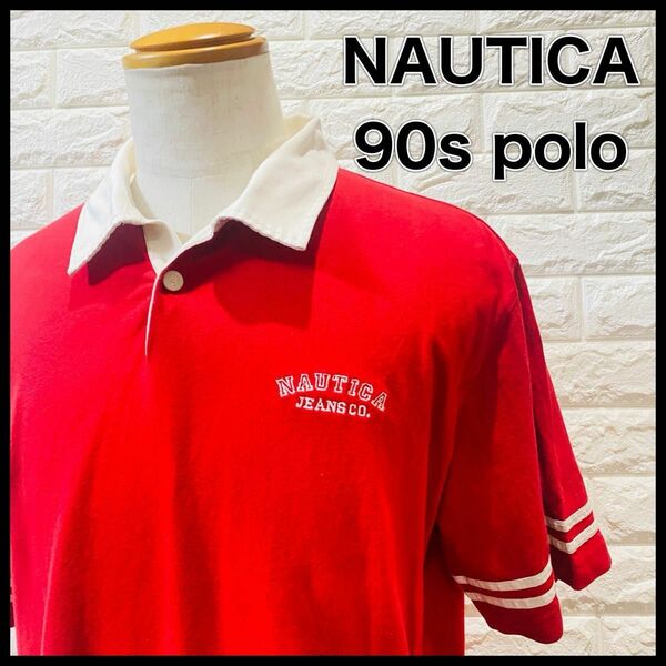 Nautica 90s レッドポロシャツ 90s Nautica polo shirt men’s Lサイズ