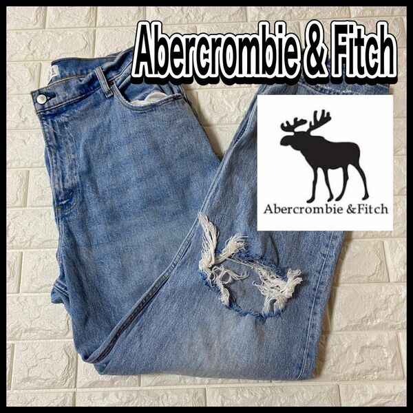 90s Abercrombie and Fitch ダメージジーンズ W33 デニムパンツ デニム ブルー　W33