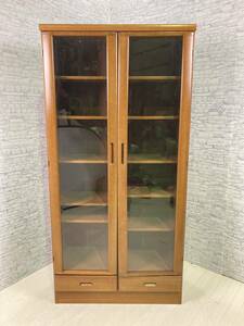 * glass door * large 180 90. sound . bookcase high capacity cabinet super-discount cheap bookshelf book shelf Osaka receipt possible light brown tea 