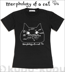 新品 プリントTシャツ/黒/morphology of a cat 猫Tシャツ ねこT レディースMサイズ