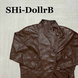 SHi-DollrB 9号 羊革　革　レザージャケット　ライダース　ブラウン　茶色　古着 leatherjacket riders outer