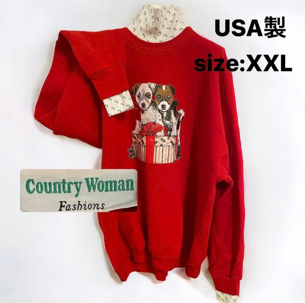 極美品 古着 90s country woman スウェット XXL USA製 トレーナー スウェット アメカジ