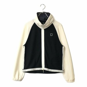 coco★ヘンリークラブ★長袖ダブルジップパーカー★メッシュ★白×紺★42(L)★中古※レターパックプラス発送可★88661