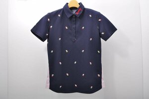 coco★トミー ヒルフィガー★Tommy Hilfiger★半袖ポロシャツ★紺★ネイビー/ヤシ柄★S★中古※ネコパケ発送可★76761