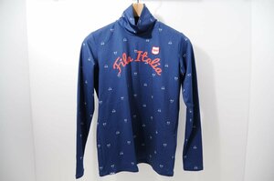 coco★フィラ★FILA★長袖ハイネックシャツ★ストレッチ★紺★ネイビー/カート柄★M★USED※ネコポス発送可★61833